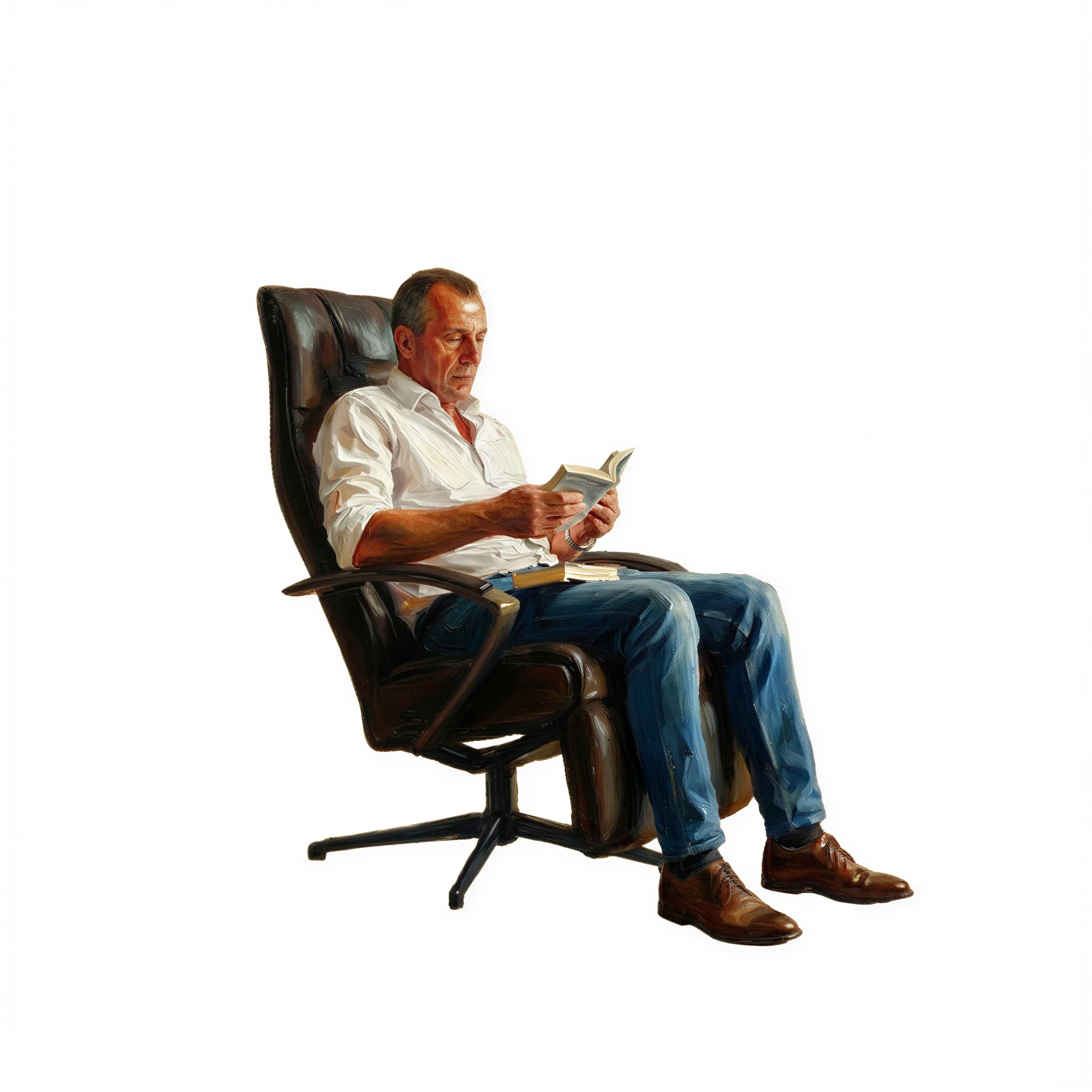 Franz Josef Wetz lesend im Sessel – Gemälde